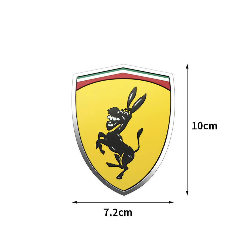 Car Styling 3D Aluminum Alloy Ferrari Donkey Badge Emblem Stickers Auto Decoration Body Fuel Tank Sticker Decal Accessories