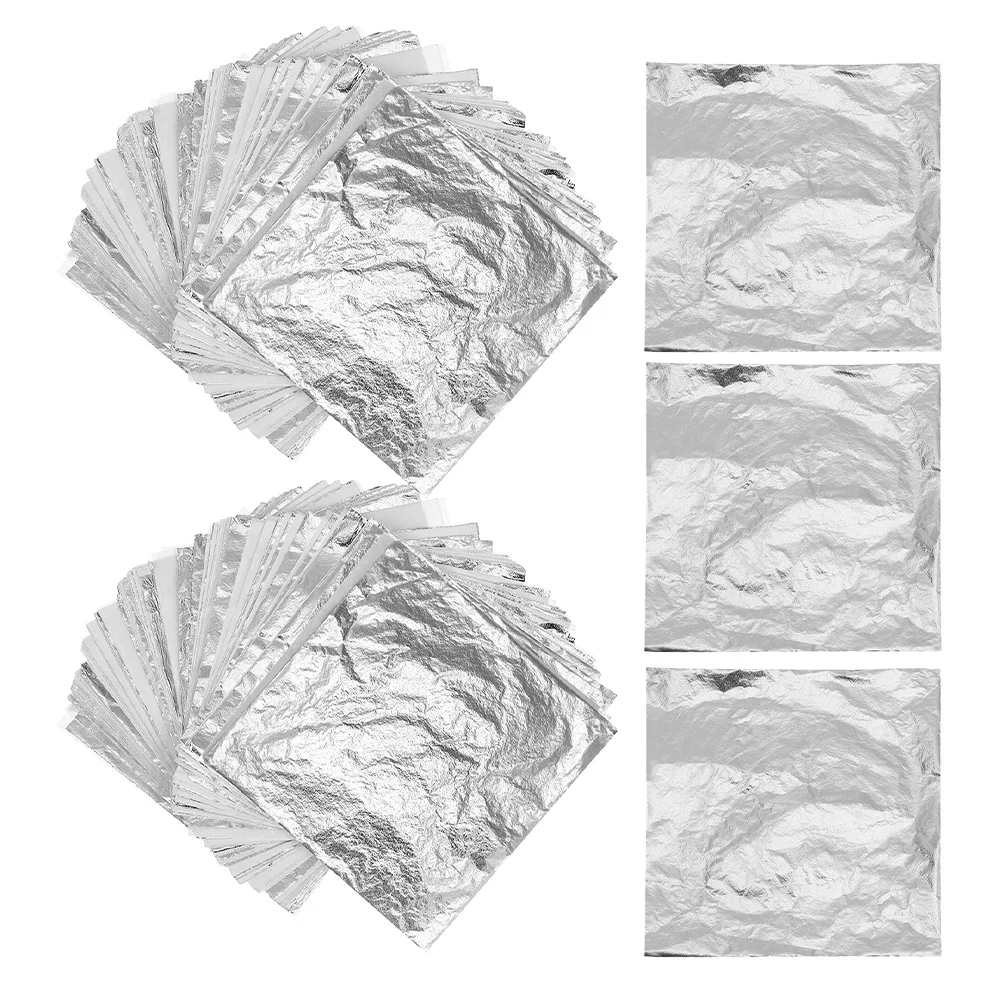 100 قطعة من أوراق ورق رقائق الفضة المعدنية سهلة التقشير عصا DIY بها بنفسك الحرف اليدوية مجوهرات من مادة الراتنج صنع مسمار ديكور فني ورق رقائق الفضة
