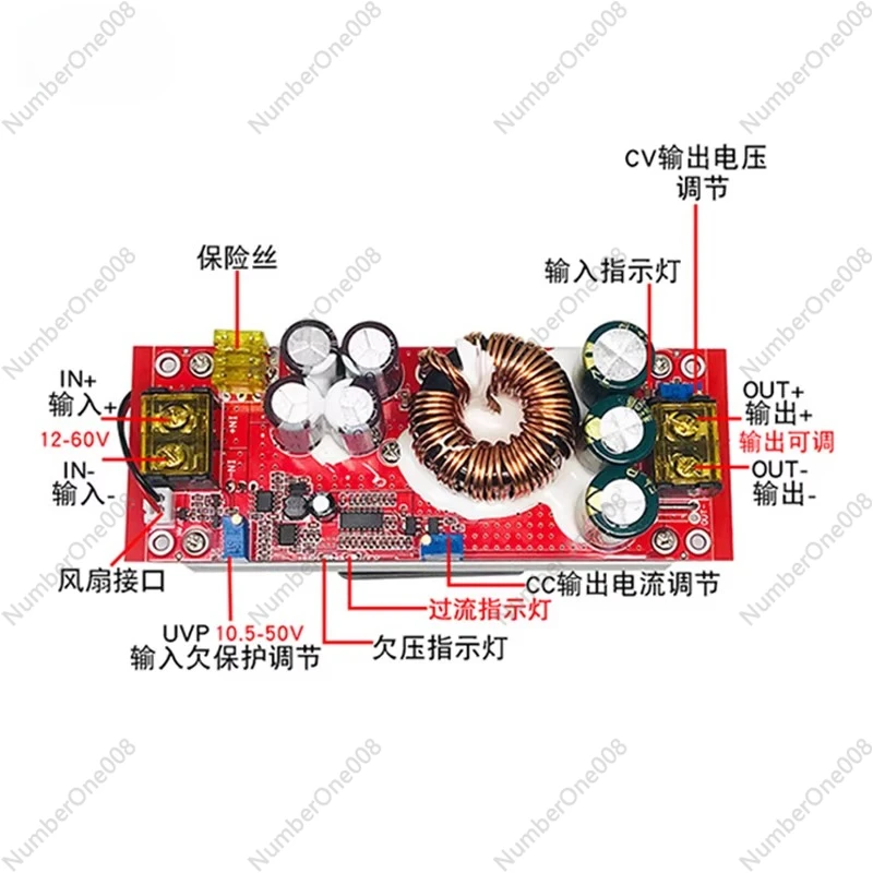 High Power DC Boost Converter, Adjustable Step Up Module 12V 24V to 48V 72V 36V with Constant Voltage Current
