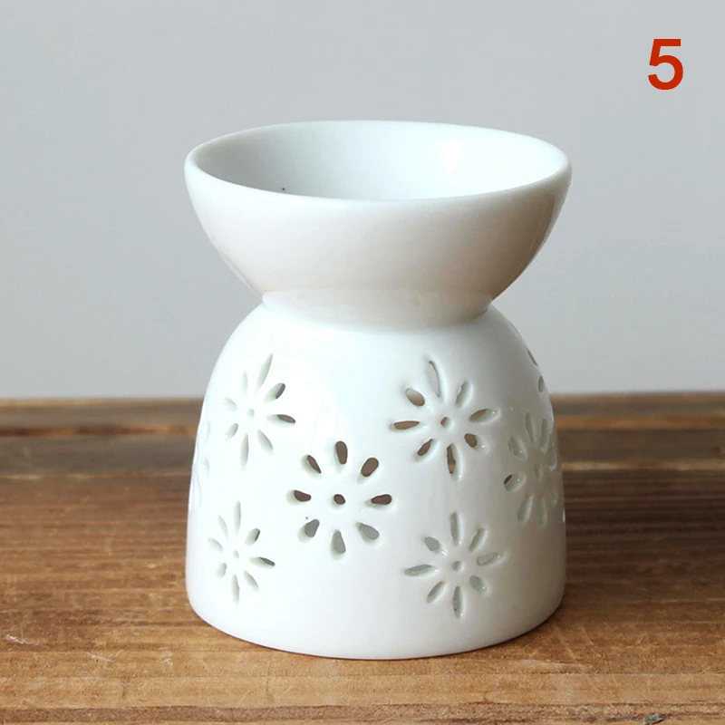 Keramische Ambachten Aroma Brander Handgemaakte Holle Bloempatroon Etherische Olie Brander Kaarslamp Veel Stijl Homeoffice Ambachten Decor