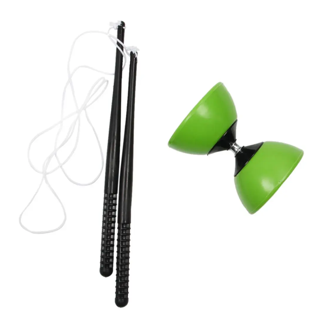 Plastic Bowl Diabolo Juggling Spinning Chinese Yo Yo Classic Toy with Hand Sticks Green