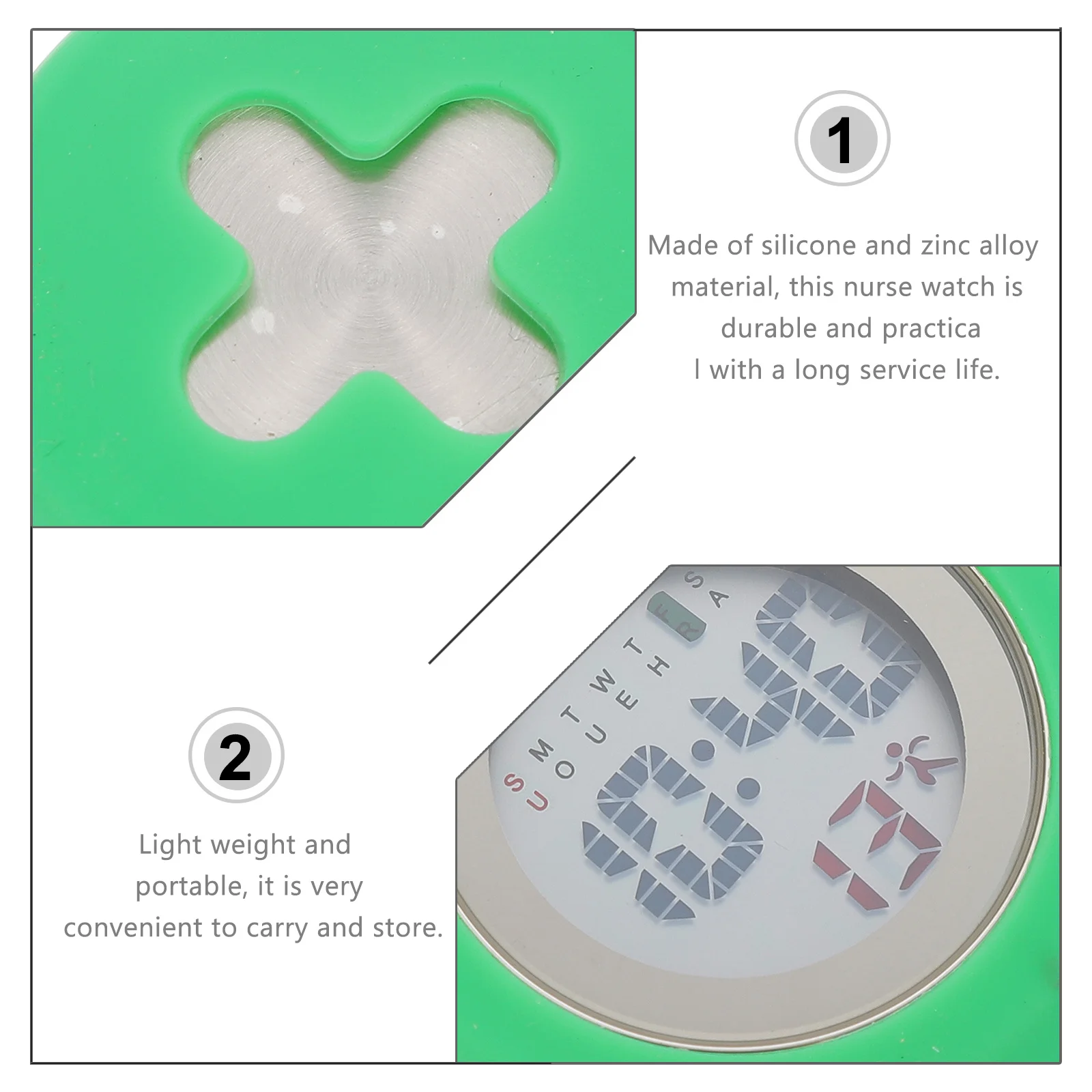 

Multifunction Electronic Silicone Nurse Pocket Watch Round Dial Pin Design Lightweight Accurate Staff Gift