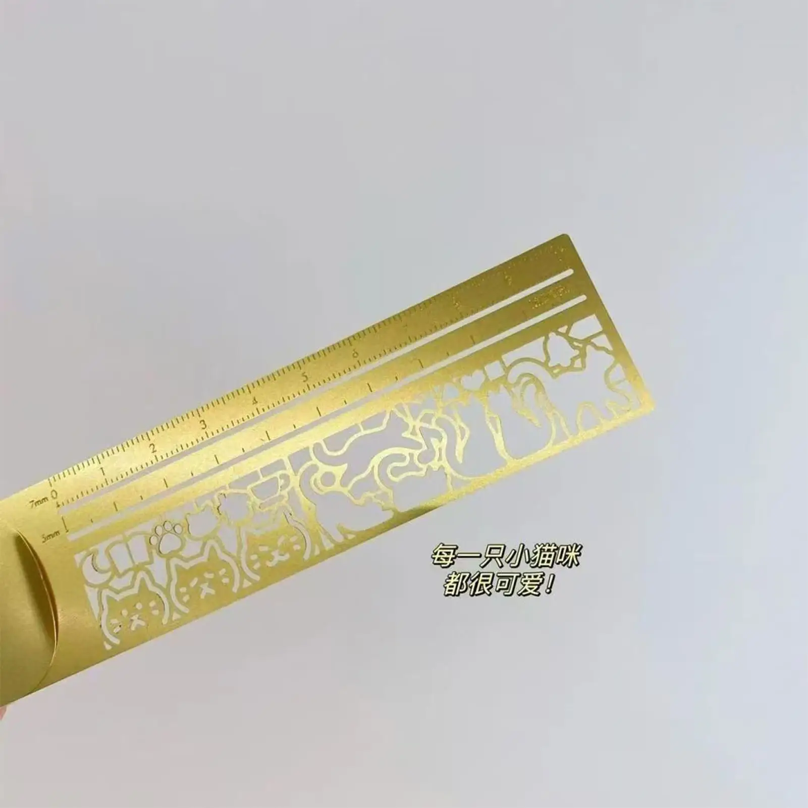 1 قطعة حاكم القط الجوف المعادن المرجعية حاكم حاكم متعدد الوظائف للرسم رسم مذكرات اليد حساب أداة لطيف هدية