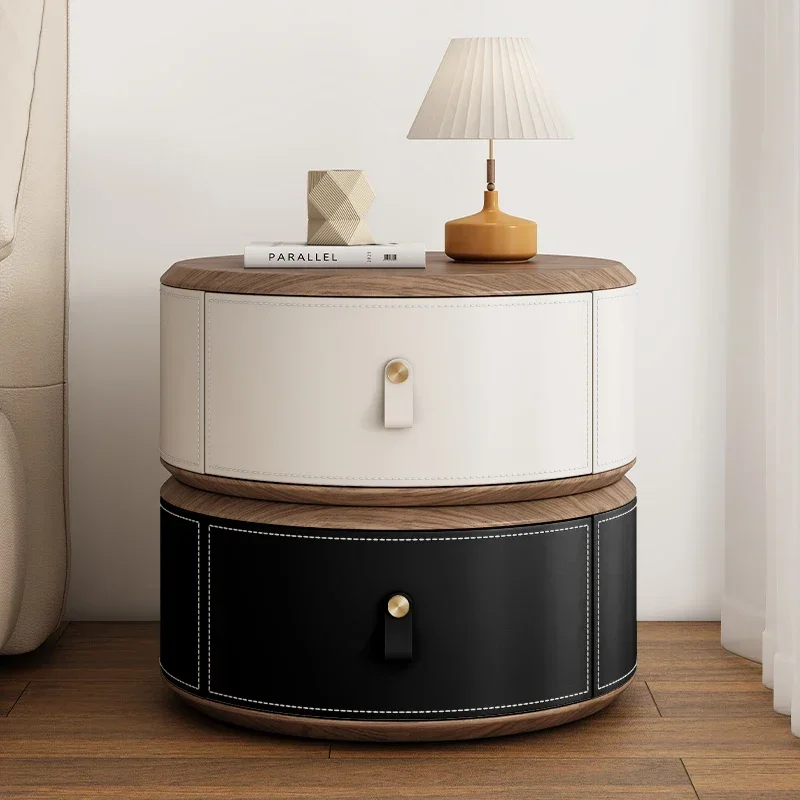 

Design Round Style Bedside Table Aesthetic Luxury Space Saving Nightstands Premium Elegant Mesita De Noche Bedroom Furniture