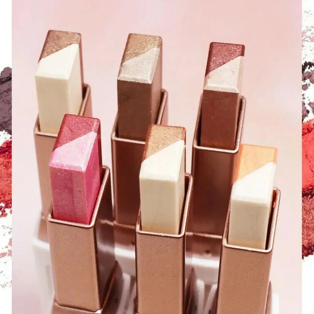 2 em 1 cores duplas gradiente veludo sombra de olho vara preguiçoso compõem à prova dwaterproof água duradoura shimmer metálico sombra cosméticos femininos