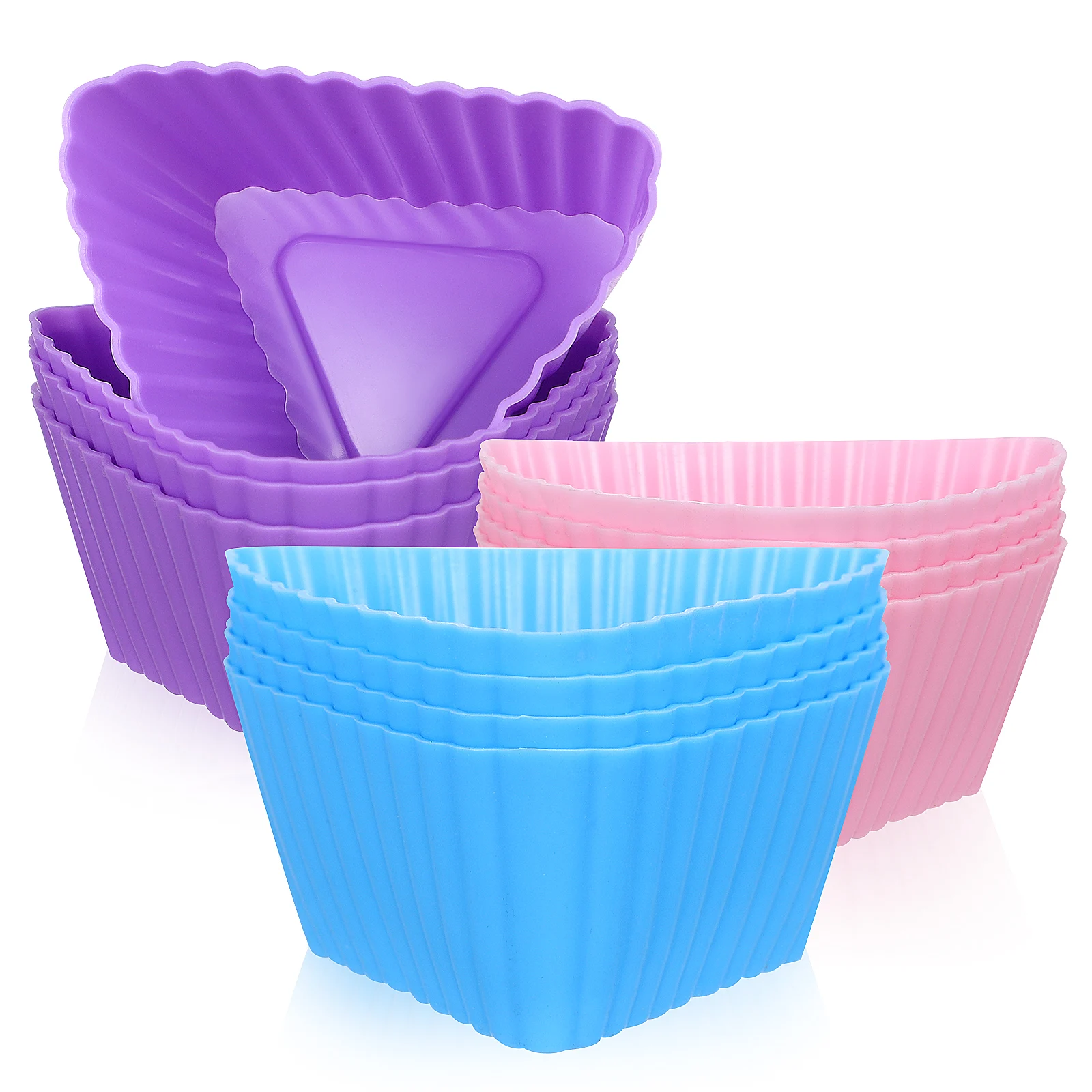 

12 Pcs Silicone Cake Mold Triangle Shape Food Grade Safe Reusable Nonstick Muffin Baking Cup Liner Oven Freezer Safe
