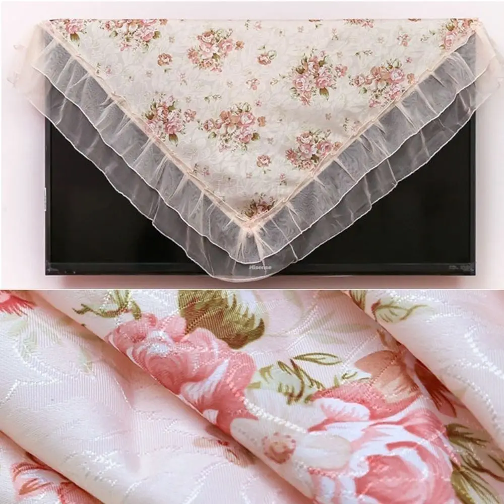 Fashion Dust-proof Bedside Cabinet Pink Flower Rectangular Table Cover Decoration Lace Table Cloths