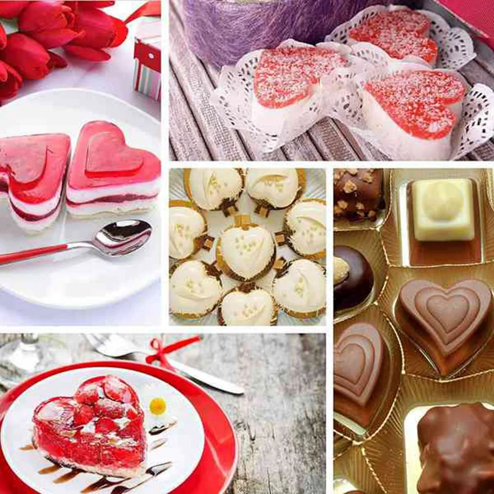 VEHO-5 Pack Heart Tart Ring,Perforated Baking Ring,Pastry Ring,Stainless Steel Cake Tart Mold Rings,Baking Tart Ring