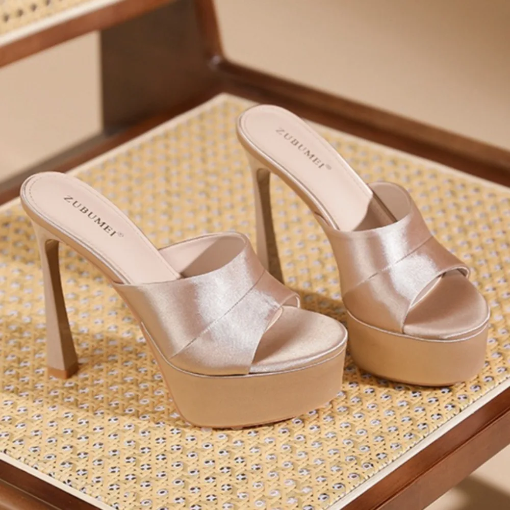 

Женские модные уличные сандалии на высоком каблуке, французские туфли с круглым носком и открытым мыском, женские босоножки на высоком каблуке