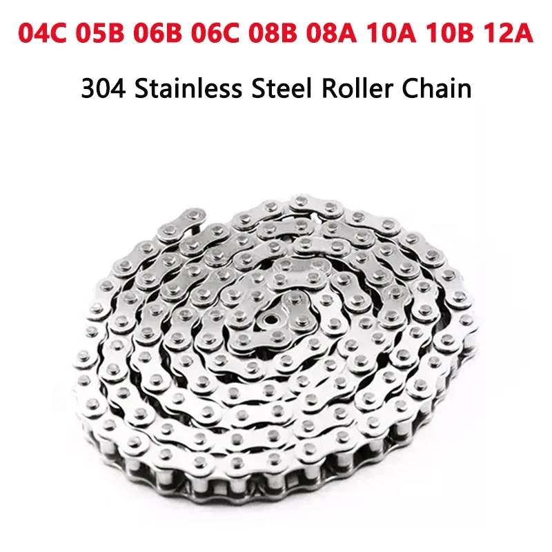 

1/1.524Meter 304 Stainless Steel Short Pitch Roller Chain Industrial Transmission Chain 04C 05B 06B 06C 08B 08A 10A 10B 12A