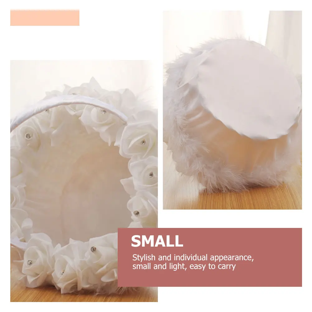 

White Small Wedding Flower Baskets for Girl Rose Petal Storage Convenient Practical Durability PE Material Craftsmanship Wedding