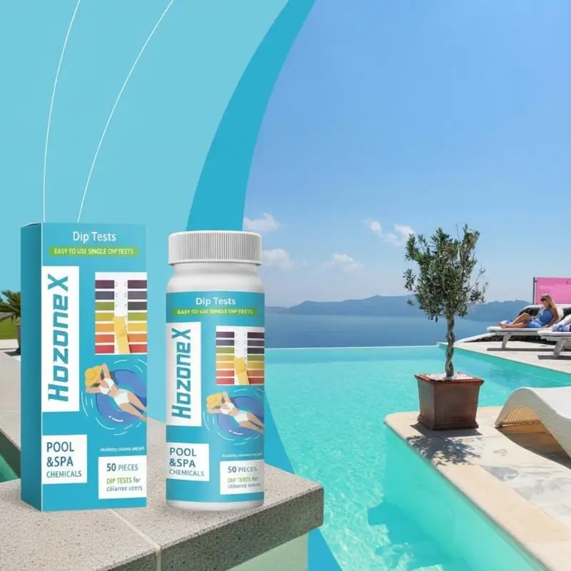 Pool Test Strips for Water Quality 3 in 1 Testing Kit 50PCS Easy Chlorine pH Hardness Monitoring for Home Spa Swimming