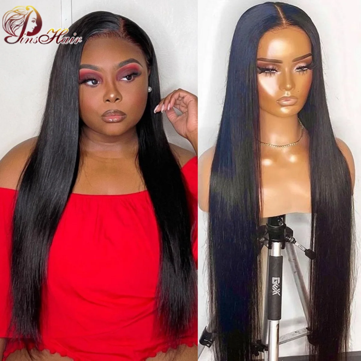 

34 Inch Straight Lace Front Wigs 13x6 Human Hair Wig Women Natural Black Brazilian Human Hair Transparent 13x4 Lace Frontal Wig