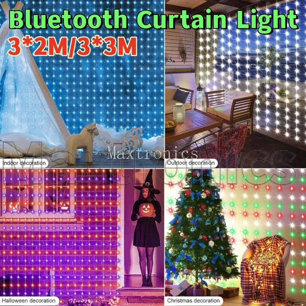 3*2M/3*3M Festa Di Natale Bluetooth Tenda Luce Impermeabile per la Camera Da Letto Soggiorno RGB Colorato Telecomando LED Lampada Fata