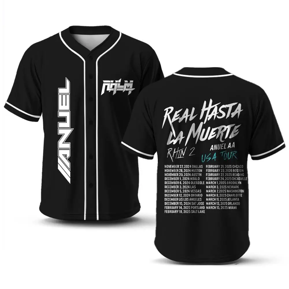 Anuel AA Real Hasta La Muerte 2025 Baseball Shirt Hip Hop Street Style Button-Down Shirt Men's And Women's Fan Gift Trendy Top