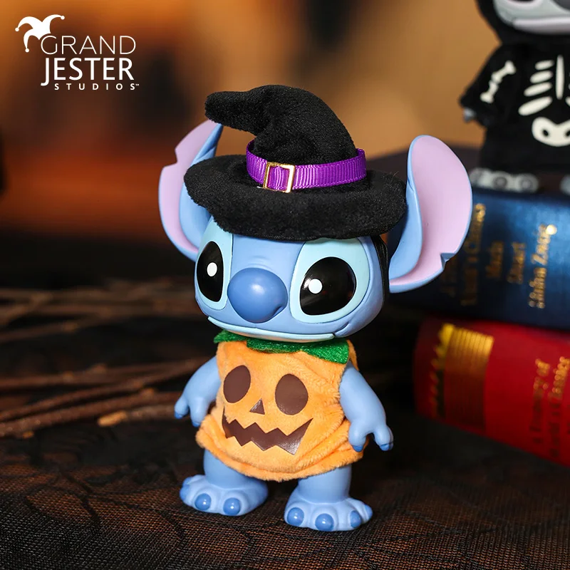 

New Original Enesco Stitch Trick Anime Action Figure Toys Pumpkin Wizard Luminous Skeleton Stitch Figurines Halloween Gifts