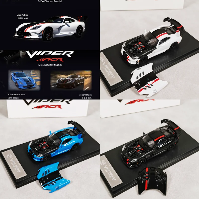 Modelo de coche de simulación en miniatura fundido a presión de aleación Dodge Viper Mk3 ACR 1:64, adornos para adultos, regalos de cumpleaños para festivales infantiles