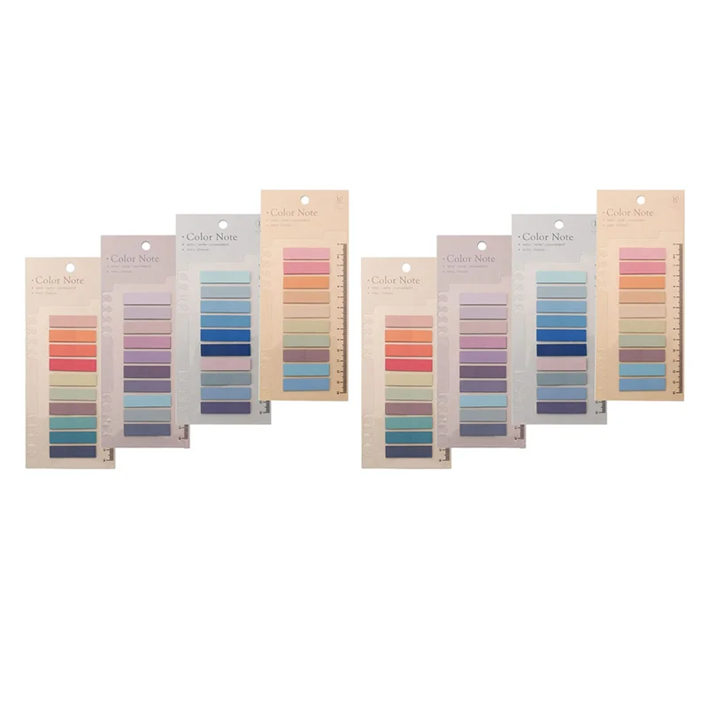 2400 Uds. Pestañas de índice adhesivas, 4 hojas de pestañas de índice de tira Morandi, notas adhesivas de página grabables con regla para marcar páginas