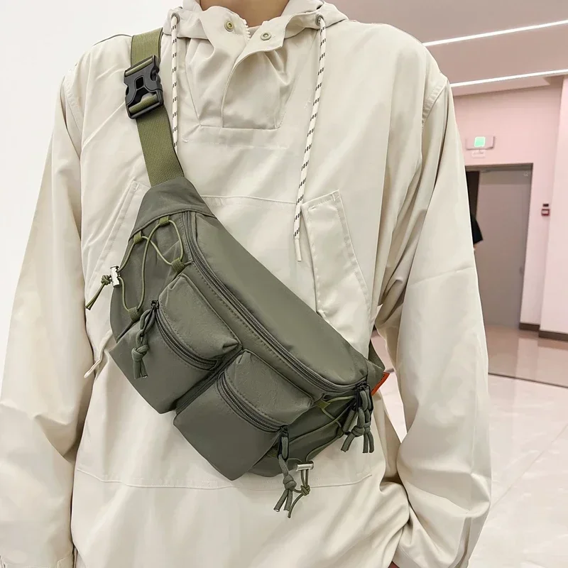 Bolso de hombro al aire libre para hombre y mujer, bolsa de pecho deportiva versátil, de lona, estilo cruzado, marca de moda japonesa, 2024