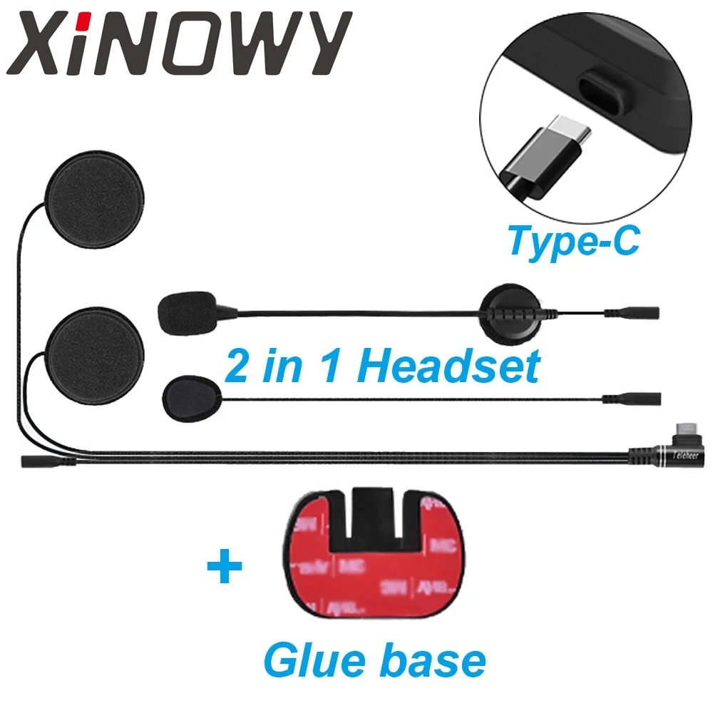 Auriculares para Xinewy Teleheer V6 PLUS 2 en 1 + base de gancho de montaje para casco de motocicleta Bluetooth intercomunicador