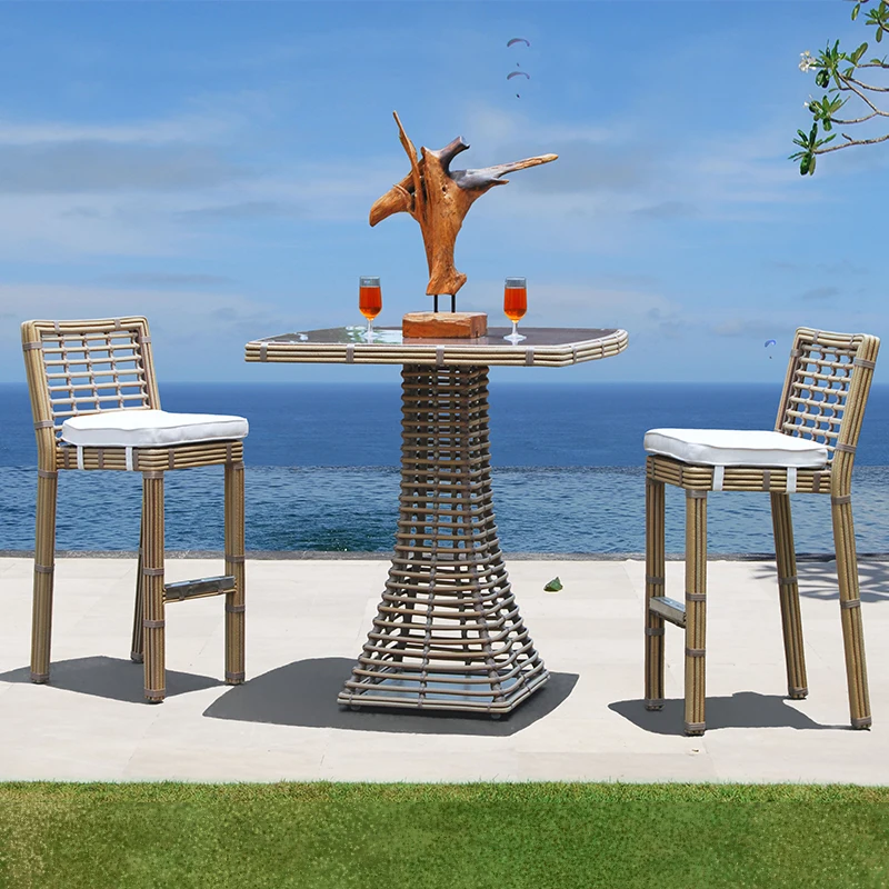 

Outdoor Barstool Light Luxury Rattan Chair Bar Club Restaurant Outdoor High Stool Bar Outdoor Hotel Armchair