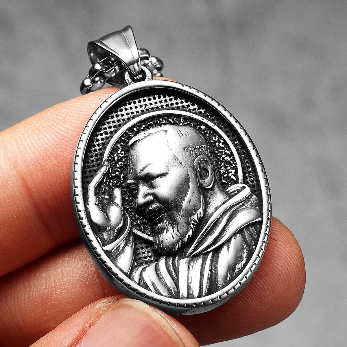 Katolicki Padre Pio Potężny Amulet Ze Stali Nierdzewnej Mężczyźni Naszyjnik Wisiorek Łańcuch Vintage Cool Dla Kobiet Biżuteria Prezenty Hurtownia