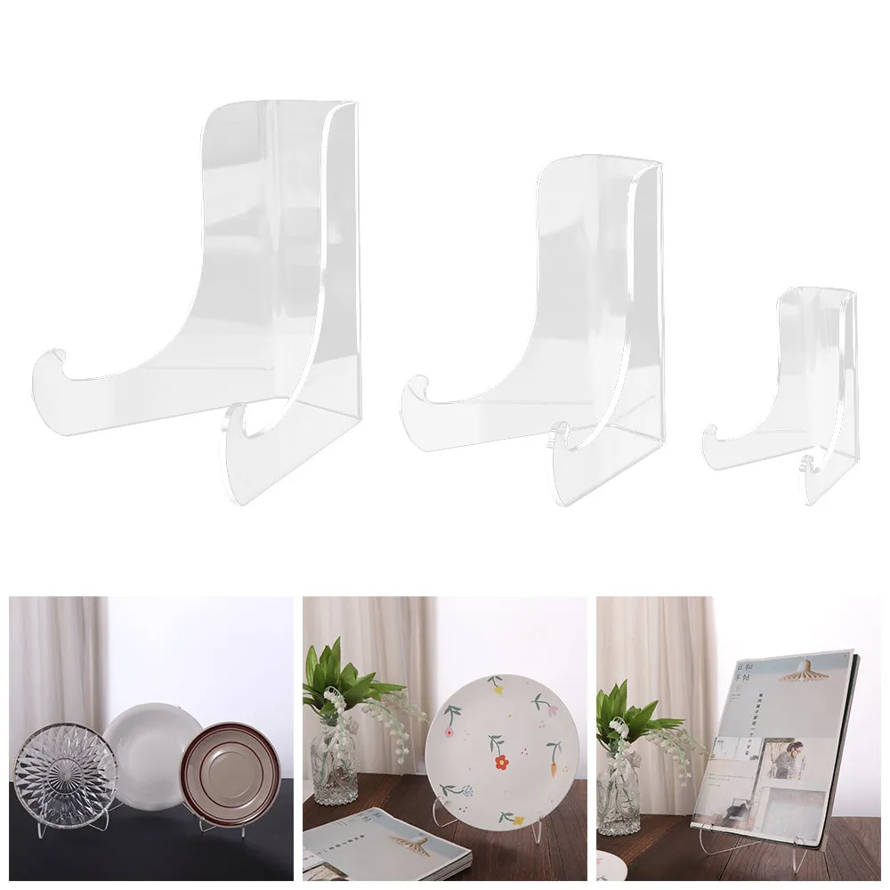 Acrylic Flat Plate Stand Clear Back Display Easel Stand 60-Degree Angle Multipurpose Book Stand Table Card