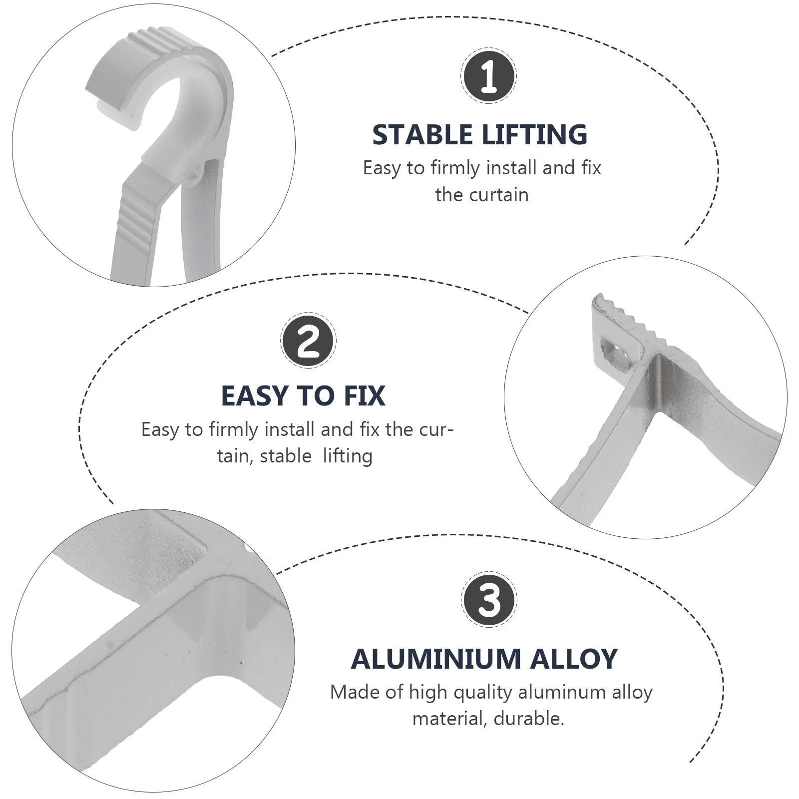 

10pcs Curtain Accessories Aluminum Alloy Curtain Rod Bracket Smooth Finish Home Office Hotel Decor Valance Rod Bracket