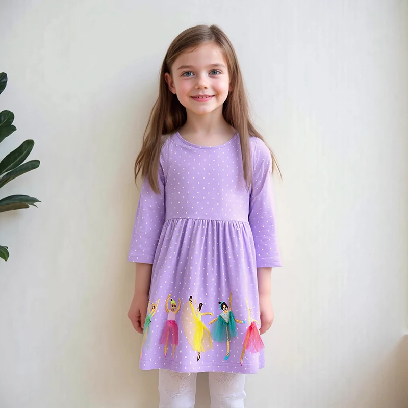 Little Maven Kinderkleidung Frühling Mädchen Langarm Kleid Cartoon Mädchen Ballett Tänzerin Kleid Herbst Baumwolle Kostüme