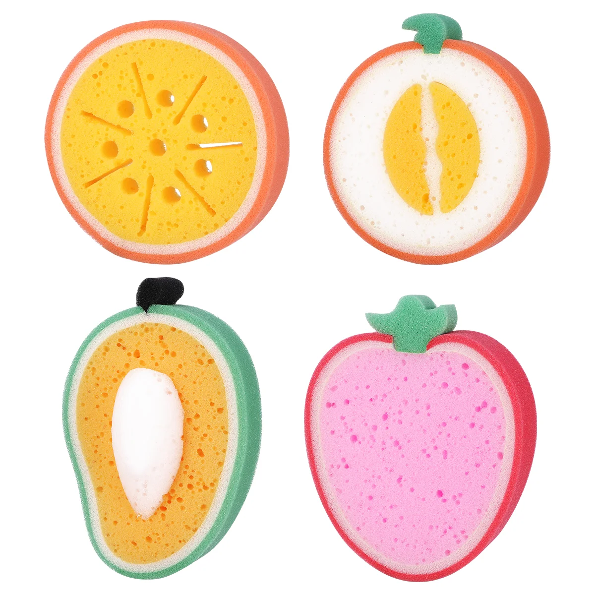 

4 Pcs Orange Bath Sponge Attractive Shower Body Sponges Scrubbers Cute Cartoon Wash Charming