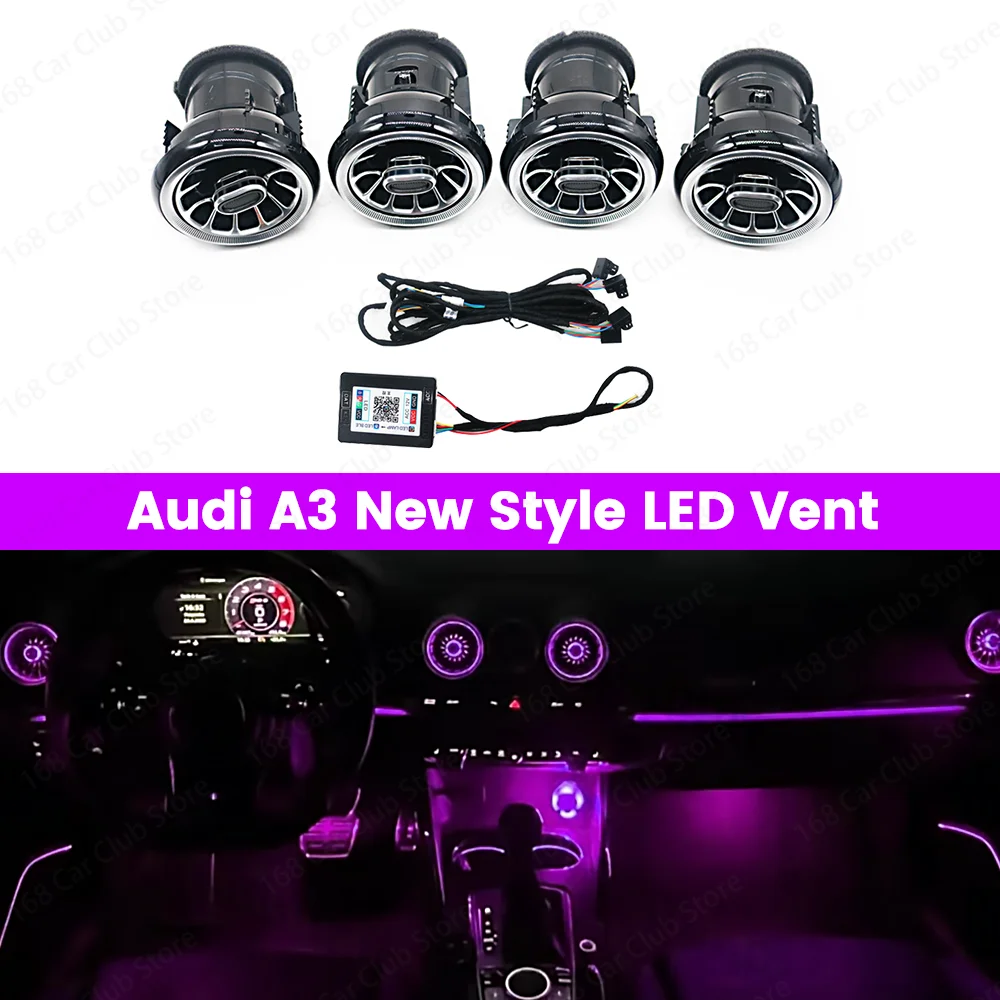 

LED Air Vents 256 Colours Ambient Light For Audi A3 S3 RS3 8V 8Y 8P 2004-2020 Car Dashboard Air Conditioner Outlet Nozzle Refit