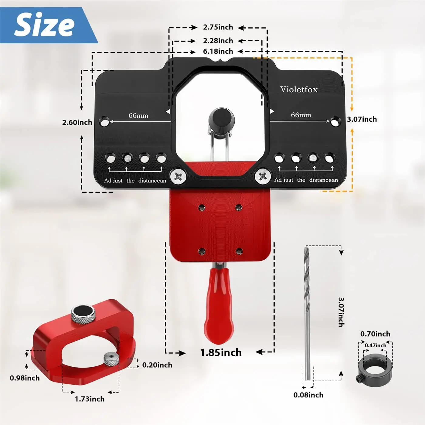 Allsome 35mm Concealed Hinge Jig Kit Woodworking Hole Drilling Guide Locator,Aluminum Alloy Hole Opener Tools Puncher Template