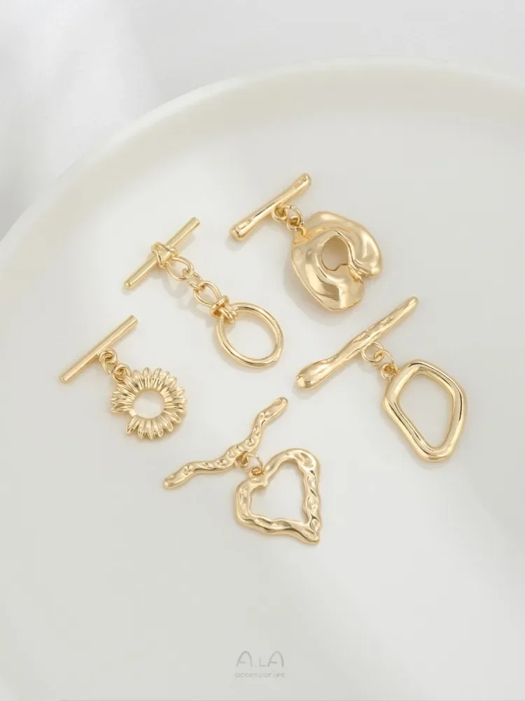 

14K Gold Wrapped Elliptical Daisy Shaped Heart Shaped Irregular OT Buckle DIY Bracelet Necklace Accessory Buckle Accessories