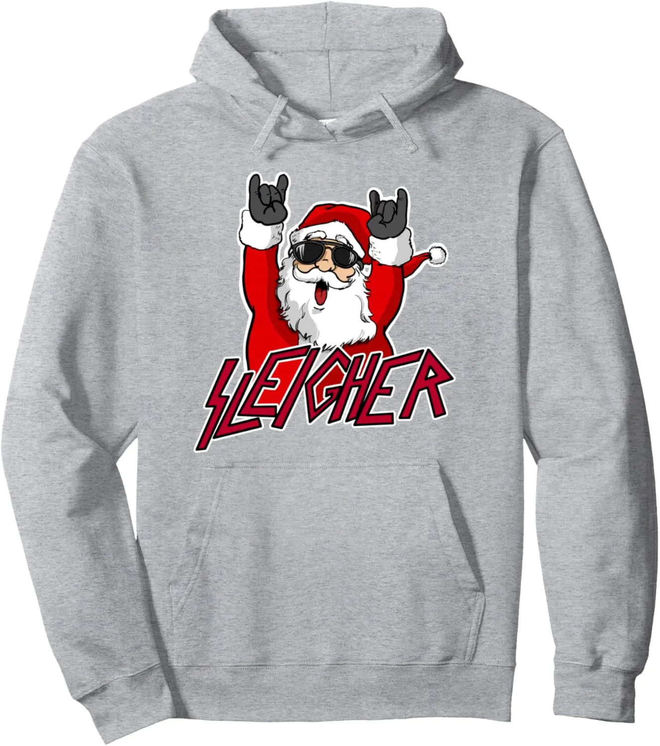 Sleigher Santa Claus Metal Christmas Funny Hail Santa Pullover Hoodie Customizable Sweatshirt Women Men Clothing Funny Hoodie