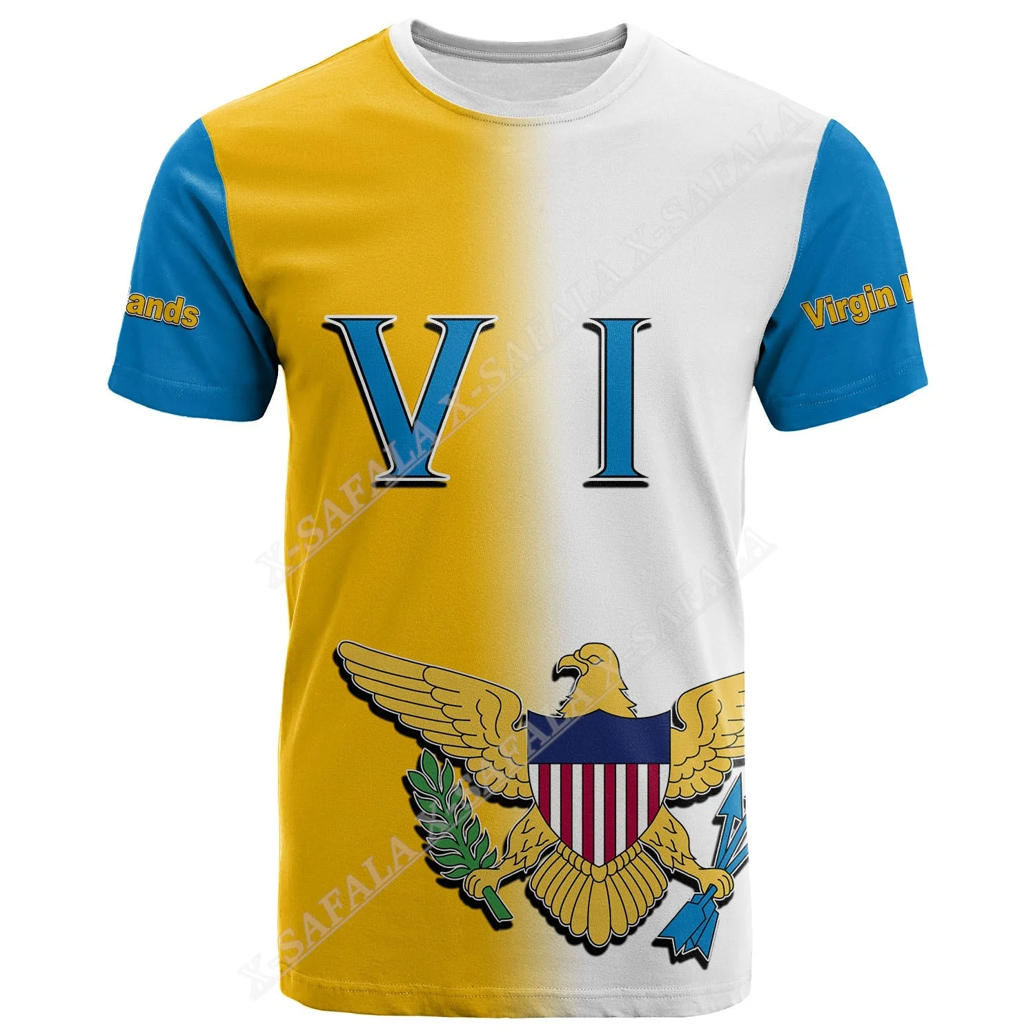 Virgin Islands Coat Of Arms Flag Emblem 3D Print T-Shirt Top Summer Tee For Mens Streetwear Shorts Sleeve Sport Casual Clothes