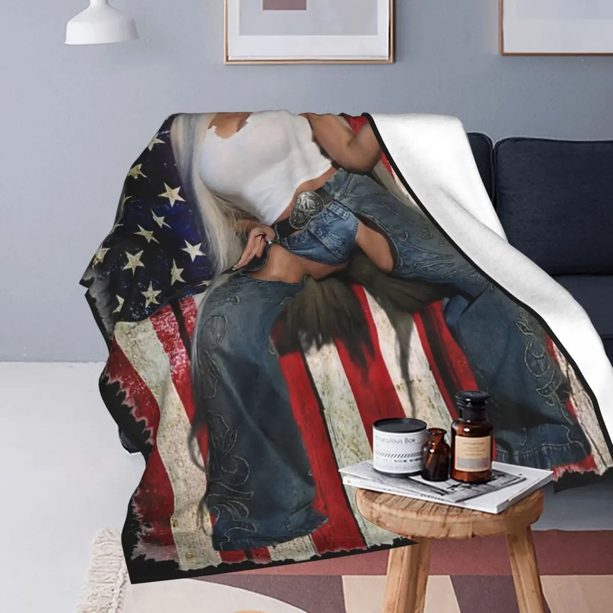 Vantage Cowboy Carter Flag Blankets Fleece Lightweight Thin Throw Blanket for Outdoor Travel Bed Rug