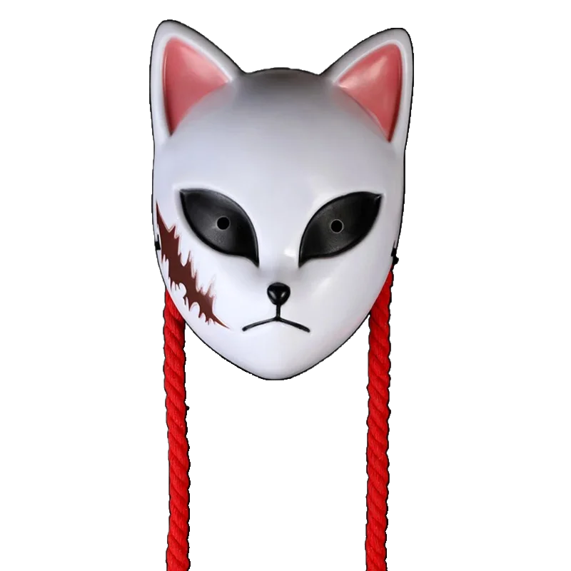 2026 Anime Demon Fox Mask Cosplay Sabito Makomo Tanjiro Thicken Plastic Animal Masks Halloween Party Costume Props Deluxe