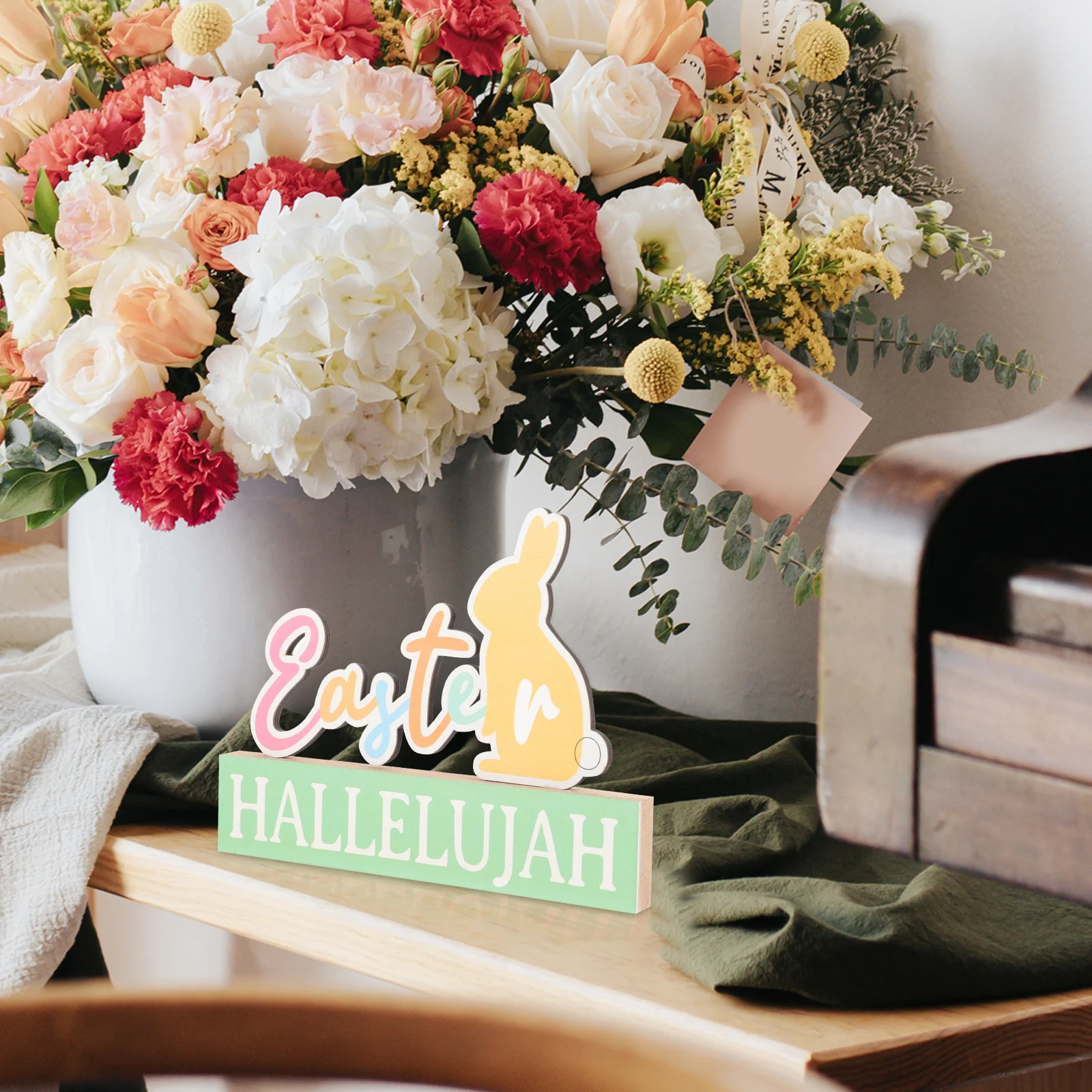 

Easter Wood Decoration Wooden Centerpieces for Tables Spring Table Centerpieces Easter Tabletop Decoration