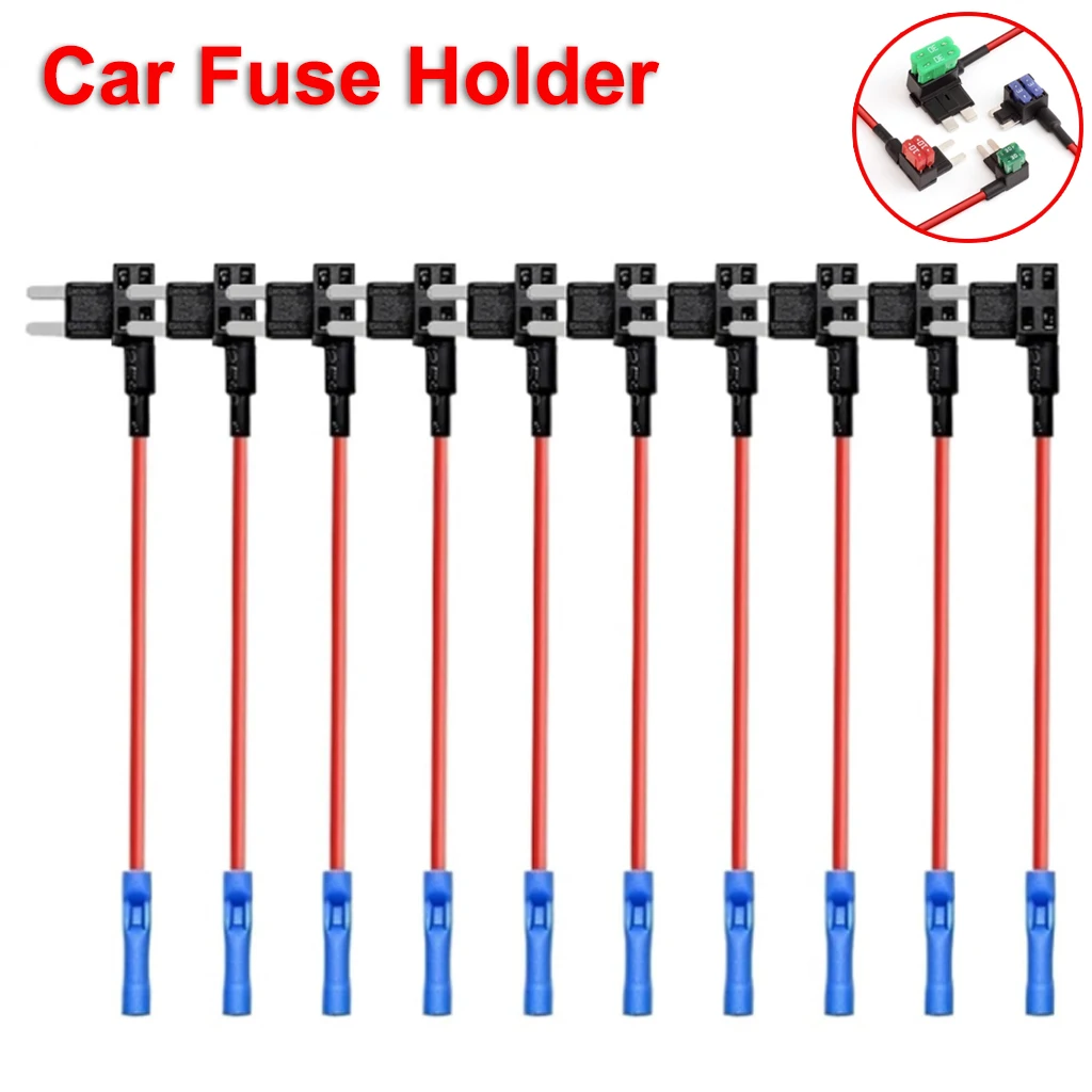 10PCS 12V MINI SMALL MEDIUM Size Car Fuse Holder Add-a-circuit TAP Adapter Micro Mini Standard ATM Blade Fuse for Cars Vans