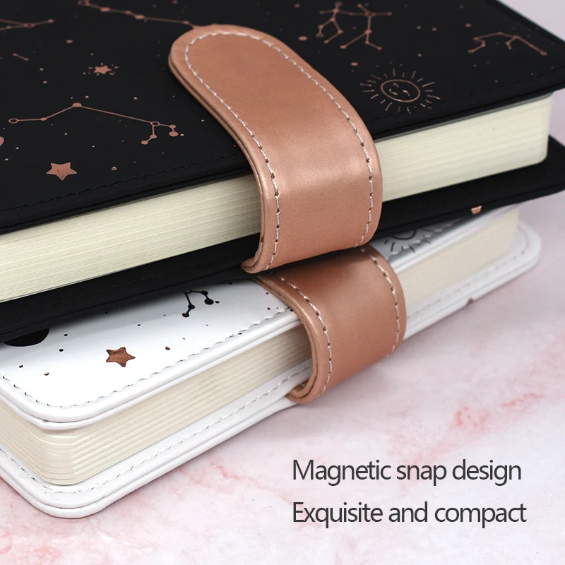 Agenda Planner Notebook Constellation Cover Undated Starry Sky A6 Soft PU Leather Diary Full Year Undated Daily/Monthly