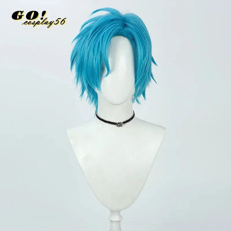 TEMPUS Regis Altere شعر مستعار تأثيري Holostars الإنجليزية في YouTuber الجانب جزء أزرق قصير الشعر الظاهري المعبود دور اللعب Vtuber Headwea72b