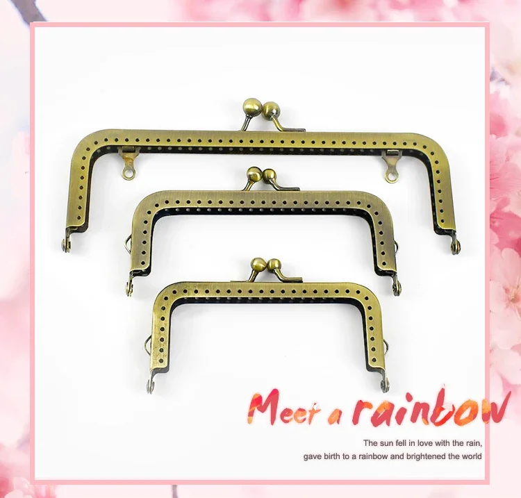 2/5Pcs 8.5-18.5cm Metal Handles for Handbag Square Brass Purse Frame Kiss Clasp DIY Sewing Brackets Wallet Handle Accessories
