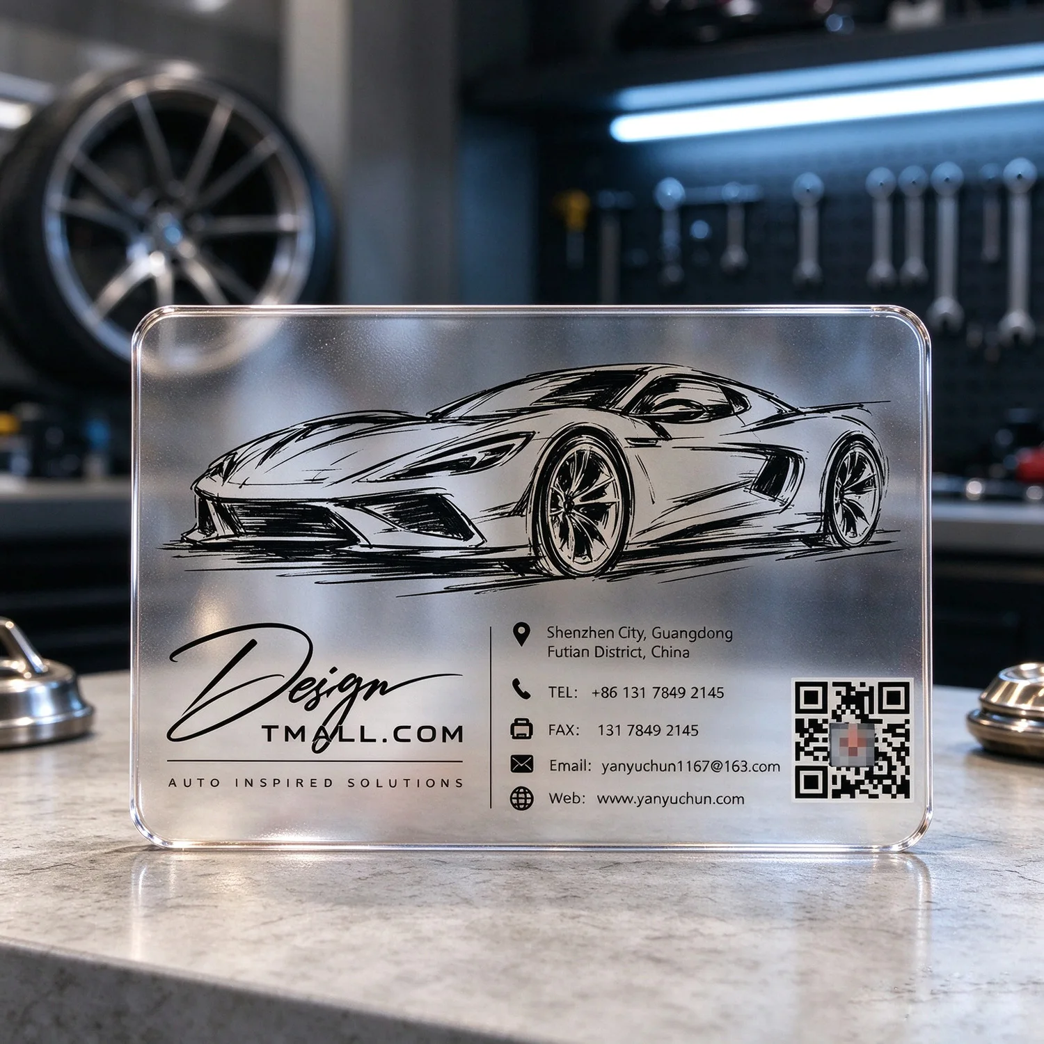 Custom Clear Glossy Acrylic Business Card No Frosted Finish Personalized Logo QR Code Transparent Name Card
