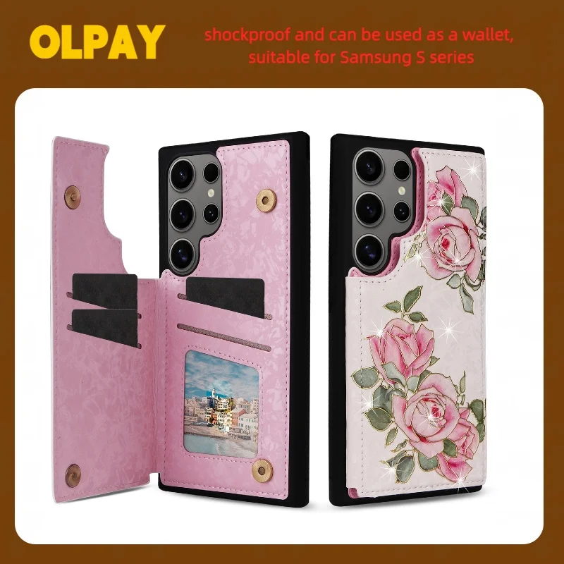 

OLPAY Magnetic Leather Case For Samsung Galaxy S25FE S25Edge S25Ultra S25+ S24Ultra S23Ultra S22 S21 S20 Anti Fall Strap Slot