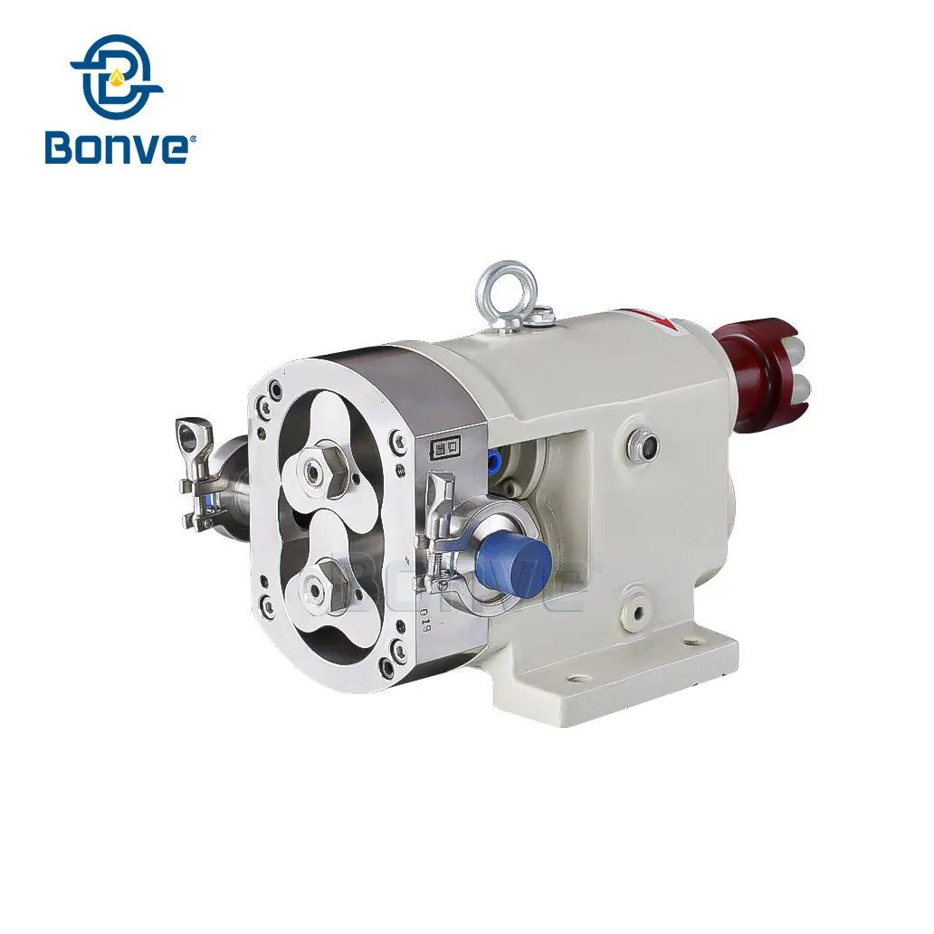 Sanitary Rotary Lobe Pump Concentrated Milk Transfer High Viscosity Food Grade 3HP 1.2Mpa CIP Clean Bonve Model 50BV12-5 5m/H