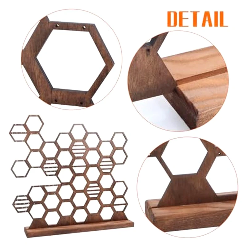 Dunkelbraun hängende Ohrring halter Waben ohrring ständer Schmuck regal Holz Bienenstock Schmuck Display Stand Veranstalter