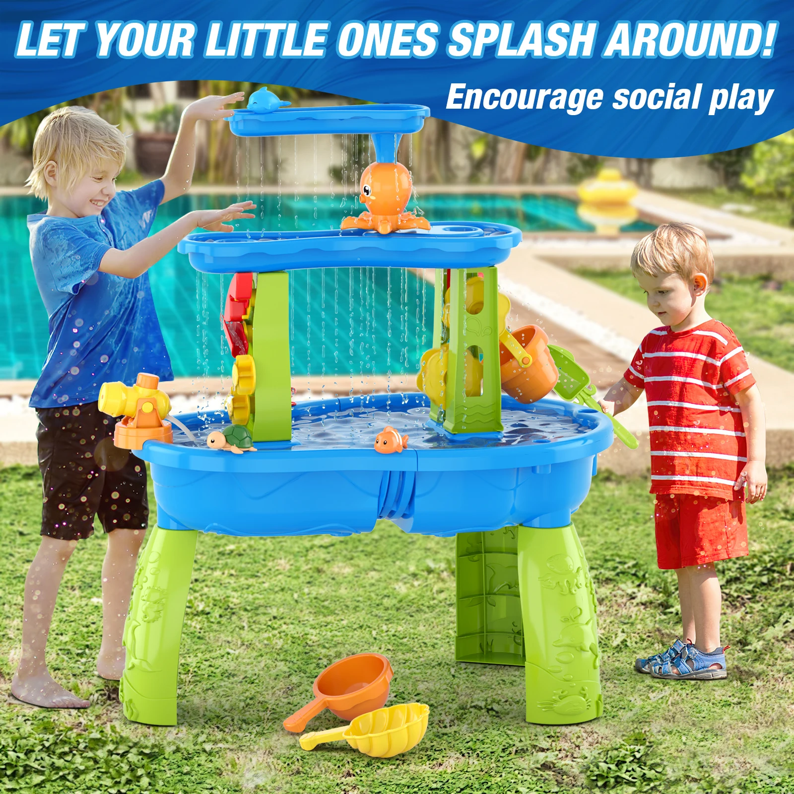 Table d'eau de sable pour enfants, jouets de plage pour enfants, ensemble de bunker de jardin en plein air, plage d'été, bricolage, jouet coule parent-enfant