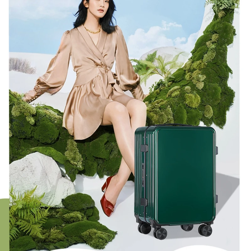 Brand new aluminum frame trolley case Women's business luggage Student’s high-looking password box 20 inches 24 inches unisex