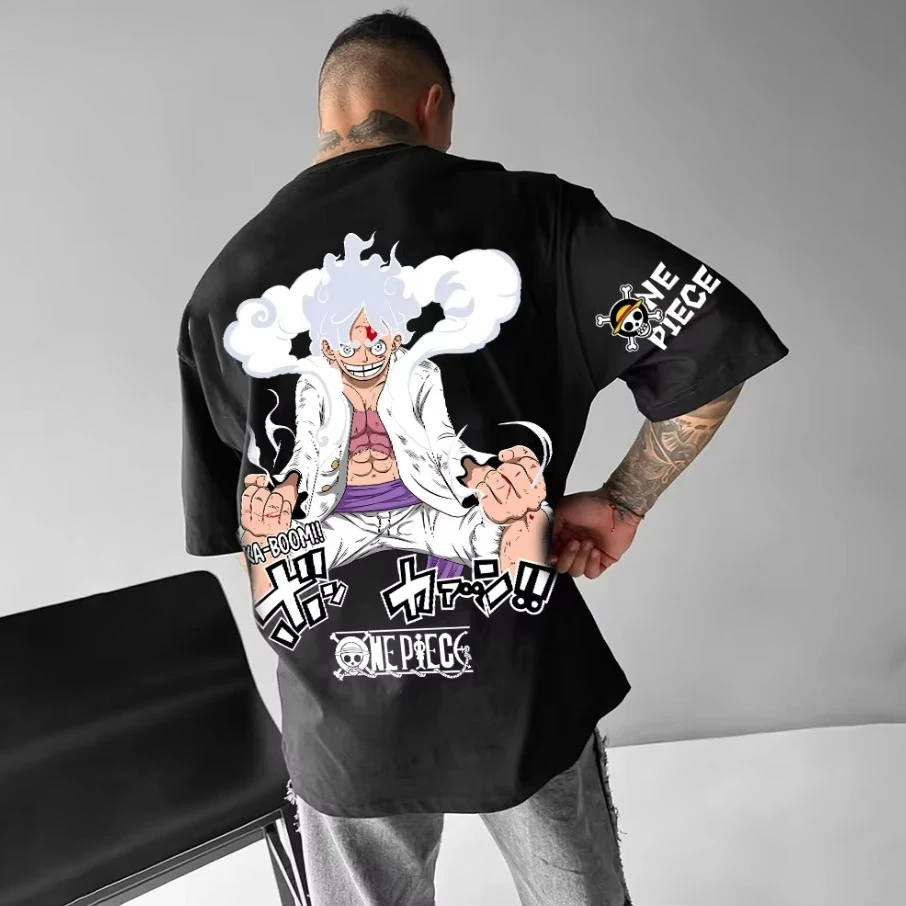 

Men's T Shirts Summer Y2k One Piece Anime Print Women's Oversized Short Sleeve Tee Casual Cotton Streetwear Tops Unisex Harajuku