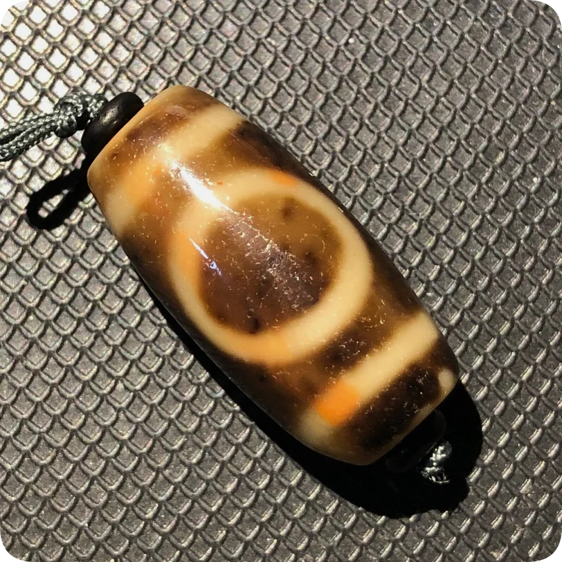 Magical Tibetan Old Agate Ivory Color Heaven&Earth Totem dZi Bead 13*26mmP42